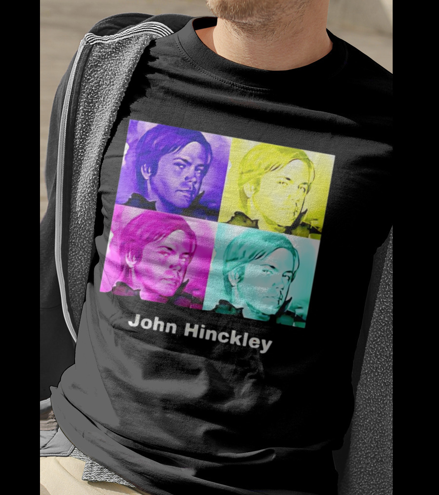 John Hinckley Pop Art Portrait Quad Color Blocks T-Shirt