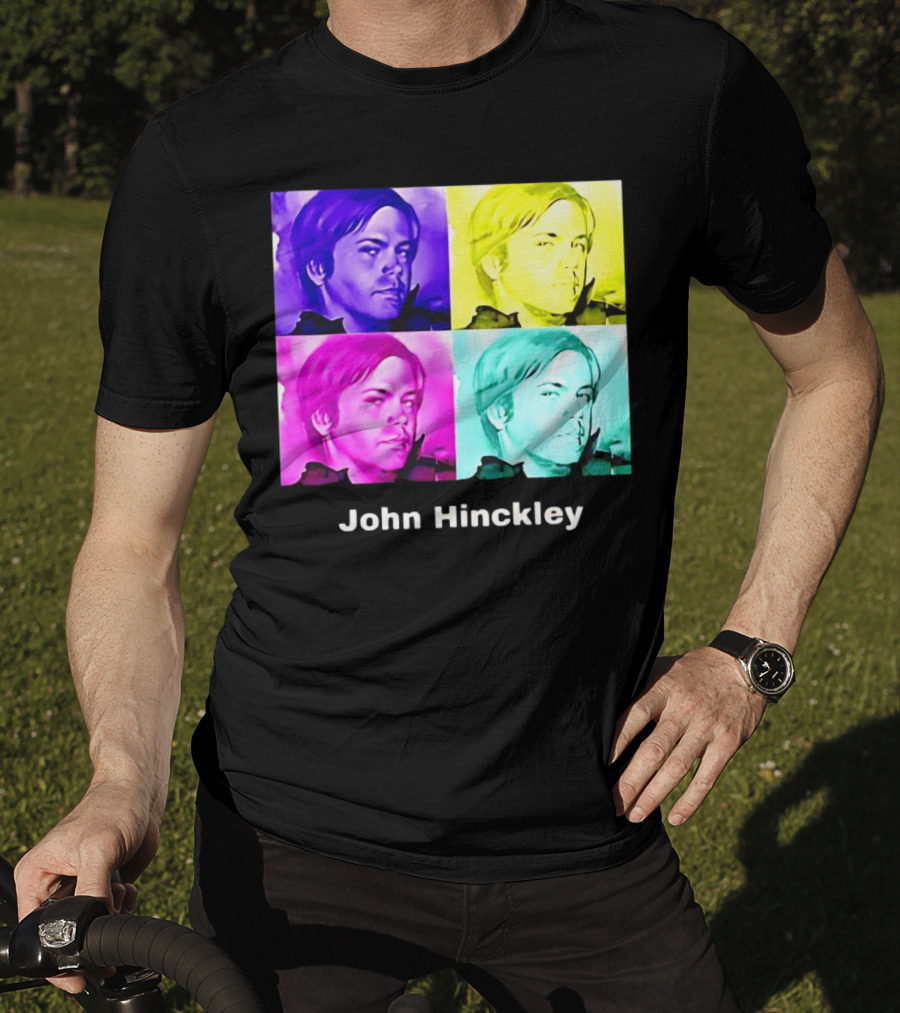 John Hinckley Pop Art Portrait Quad Color Blocks T-Shirt