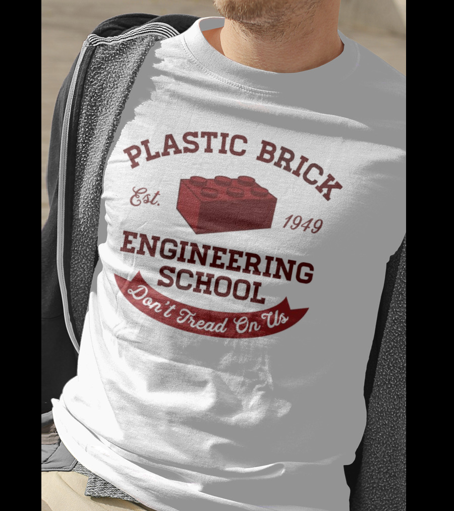 Plastic Brick Engineering School Est. 1949 Don't Tread On Us LEGO Brick Building T-Shirt