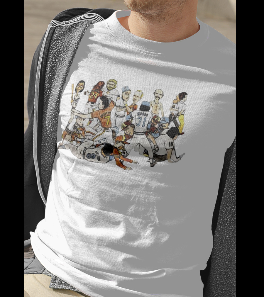 Ed Whitson Bob Horner Cast Arm Pascual Perez Bat Baseball Fight Scene T-Shirt