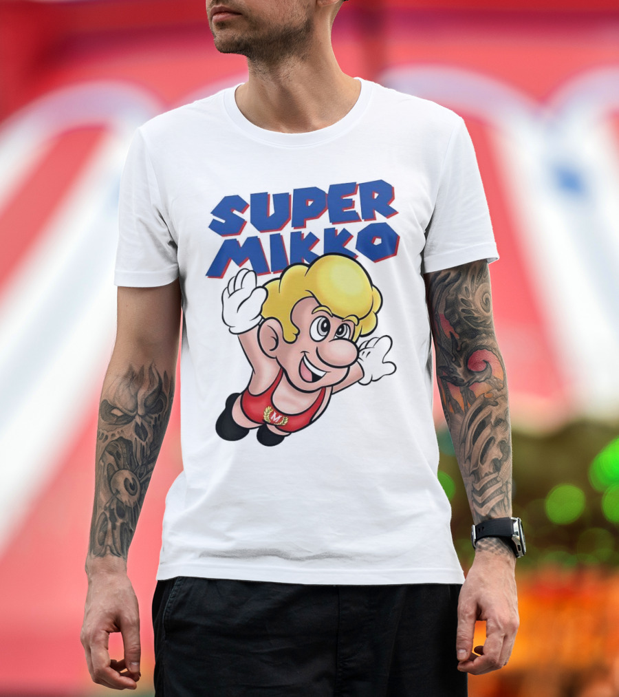 Super Mikko Flying Character Parody Super Mario Game T-Shirt