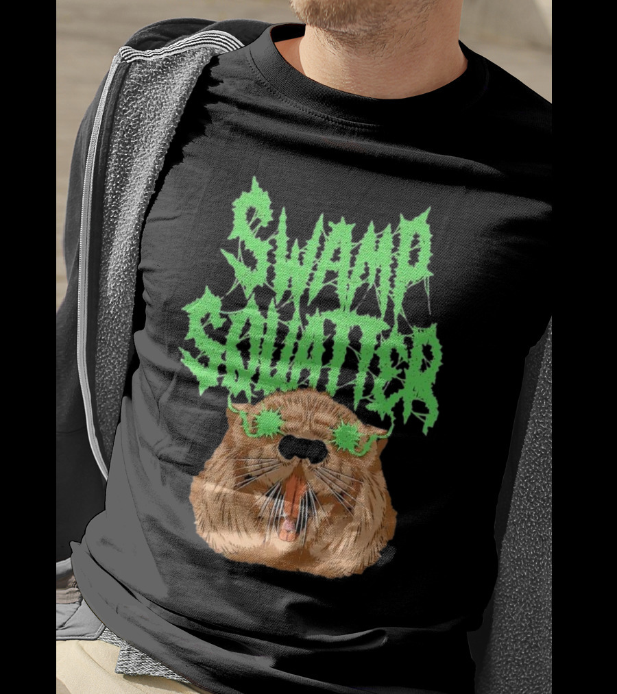 Swamp Squatter Green Monster Face T-Shirt