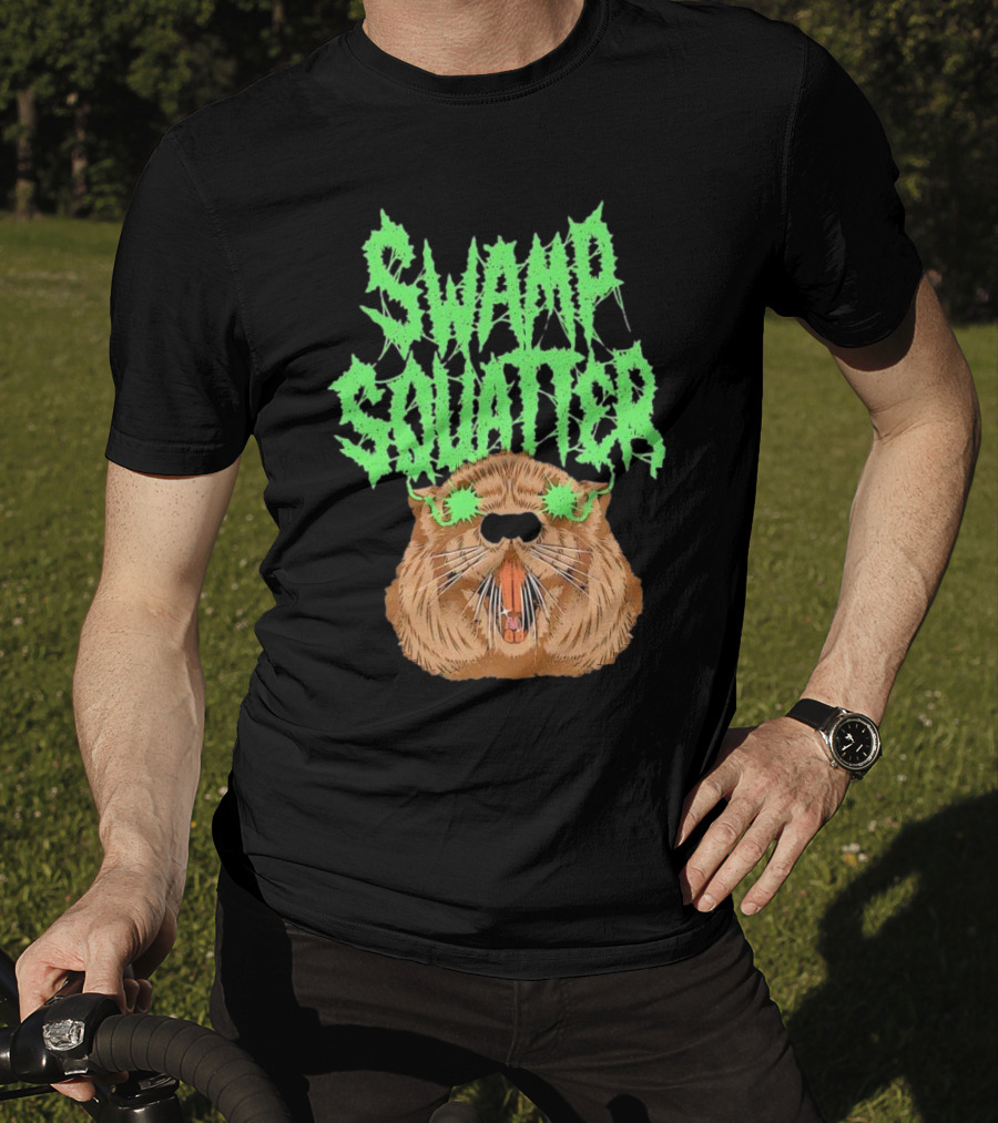 Swamp Squatter Green Monster Face T-Shirt