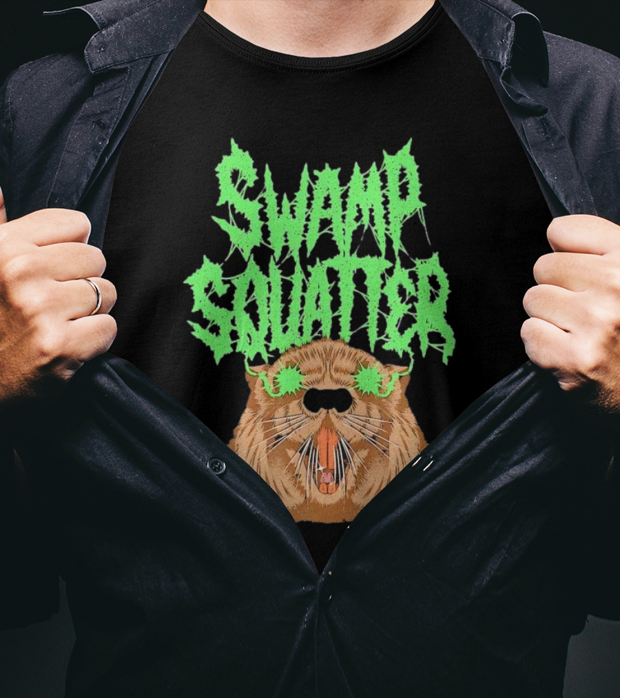 Swamp Squatter Green Monster Face T-Shirt