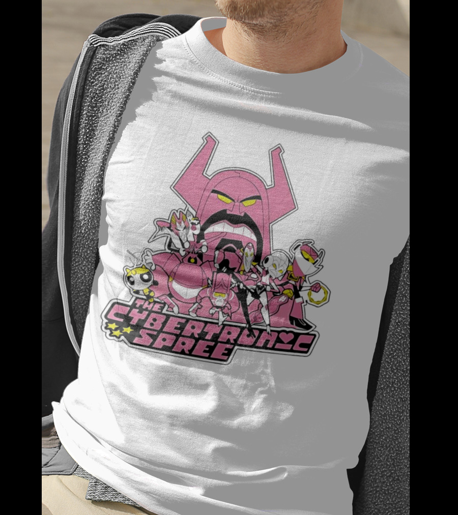 The Cybertronic Spree Cartoon Characters With Robot Helmets And Pink Armor T-Shirt