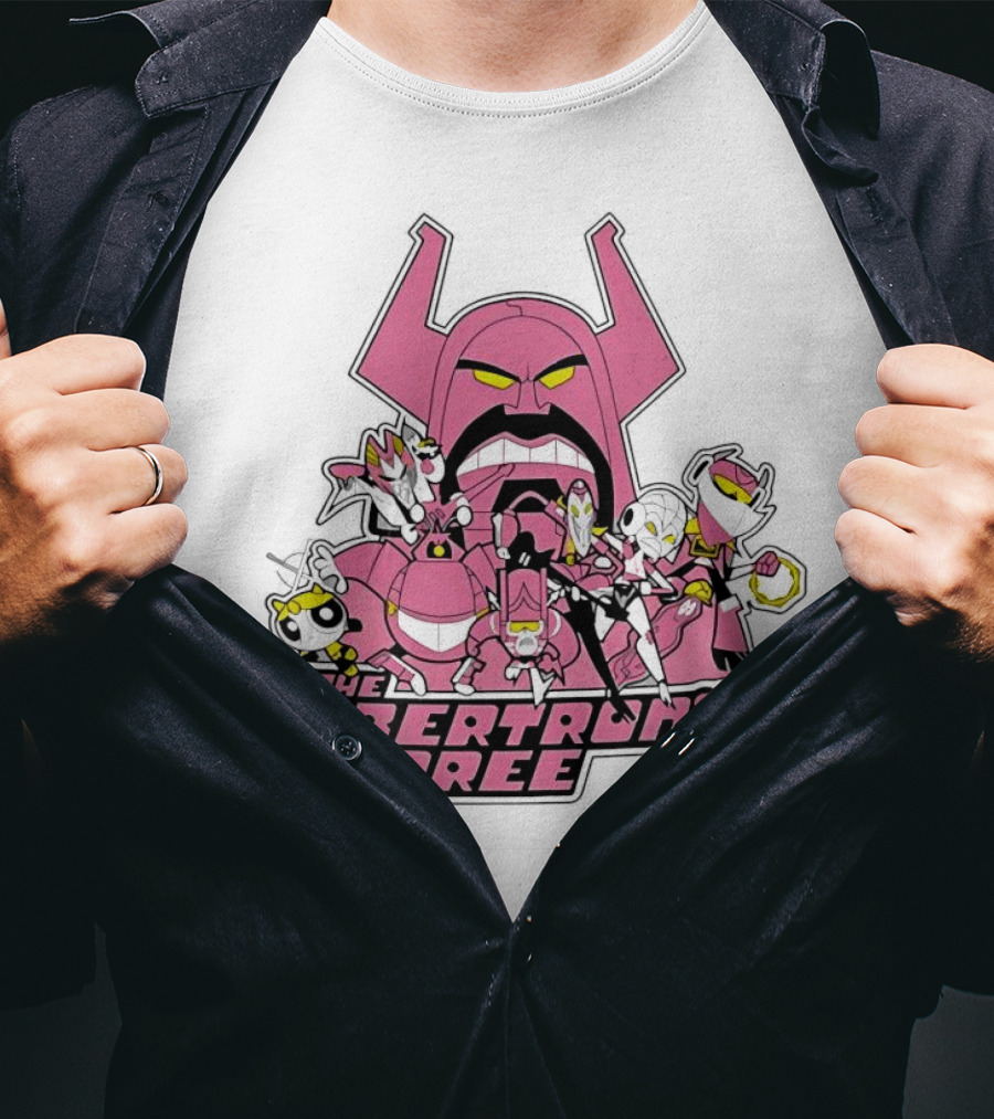 The Cybertronic Spree Cartoon Characters With Robot Helmets And Pink Armor T-Shirt