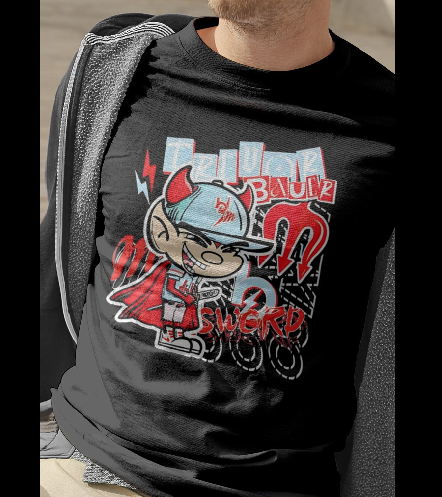 Trevor Bauer Diablo Cartoon Red Sword T-Shirt