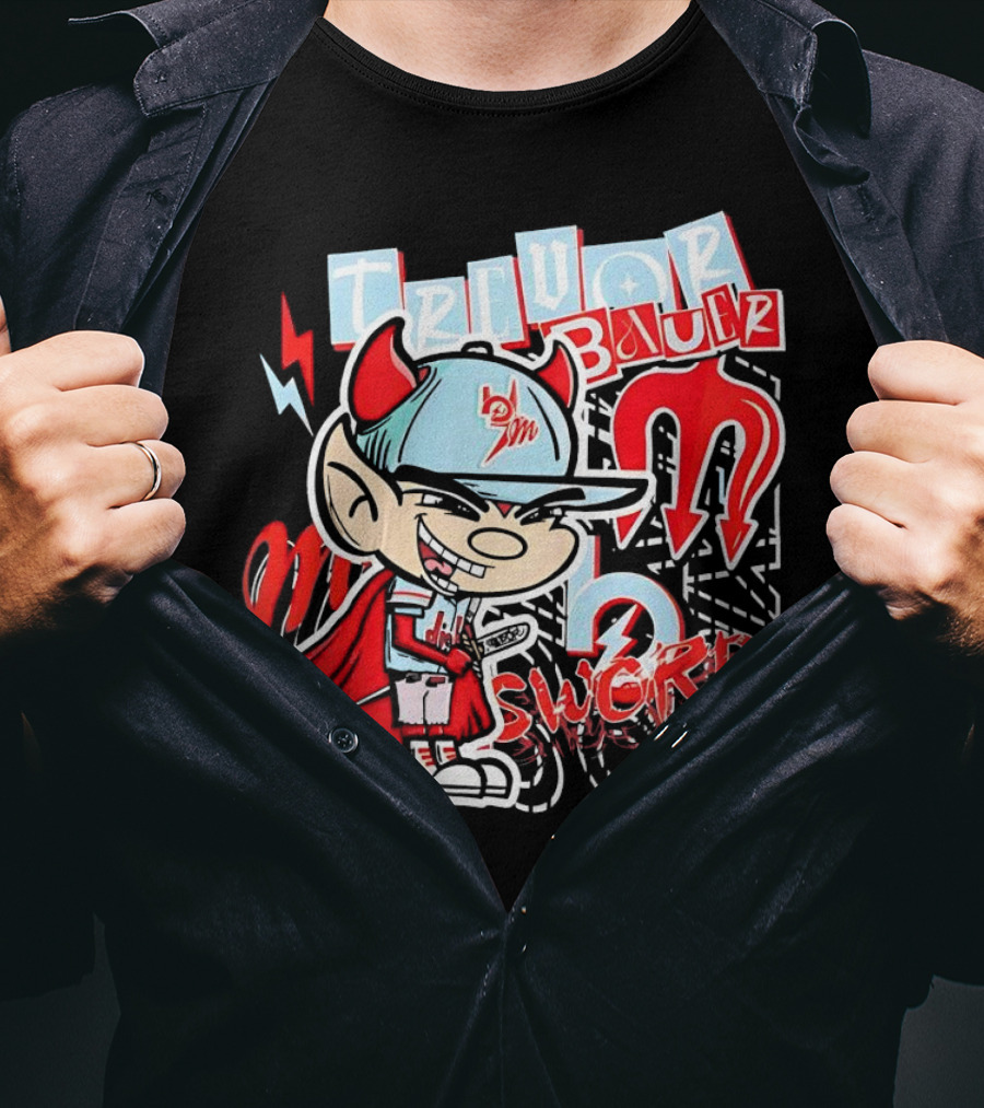 Trevor Bauer Diablo Cartoon Red Sword T-Shirt