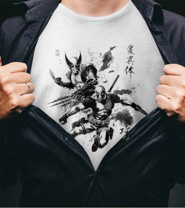 Deadpool Wolverine 戦う 変異体 攻撃 T-Shirt