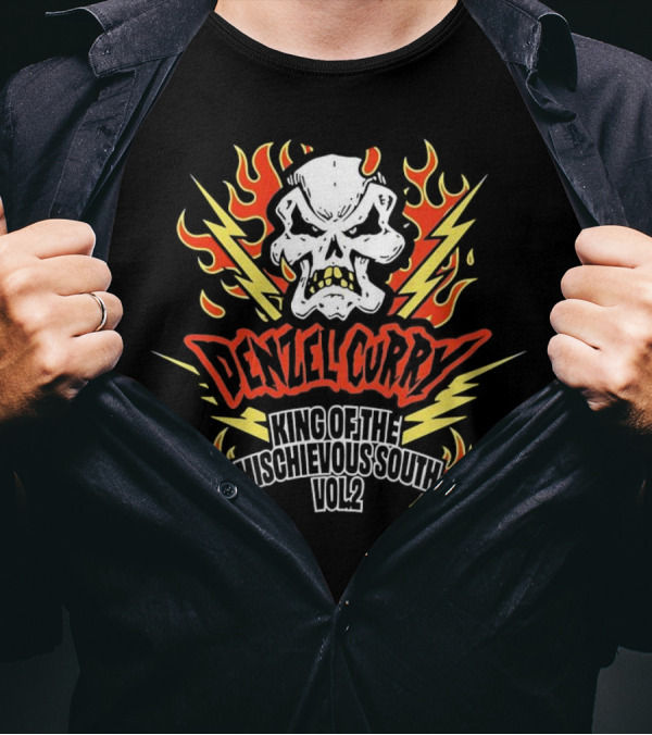 Denzel Curry King Of The Mischievous South Vol 2 Skull Flames Lightning T-Shirt
