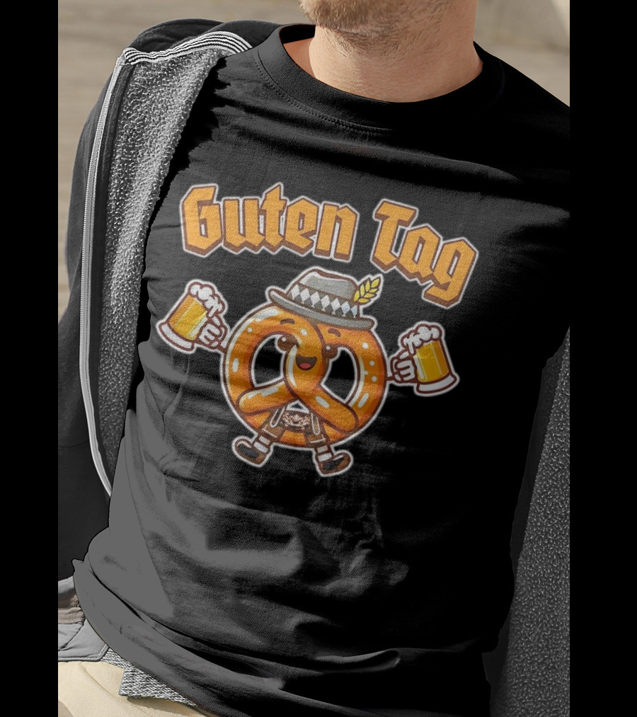 Guten Tag Pretzel With Beer Oktoberfest Cheers T-Shirt