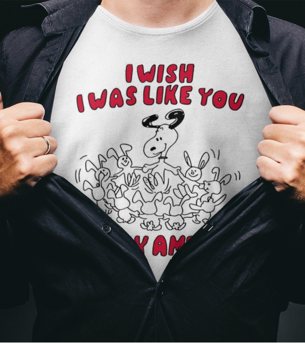 Snoopy I Wish I Was Like You Easily Amused Dancing Bunnies T-Shirt