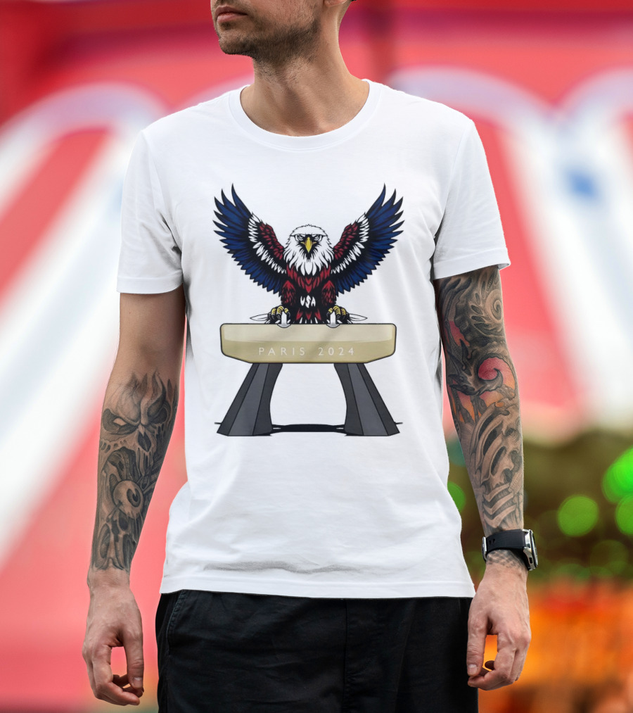 American Eagle Pommel Horse Paris 2024 Gymnastics Emblem T-Shirt
