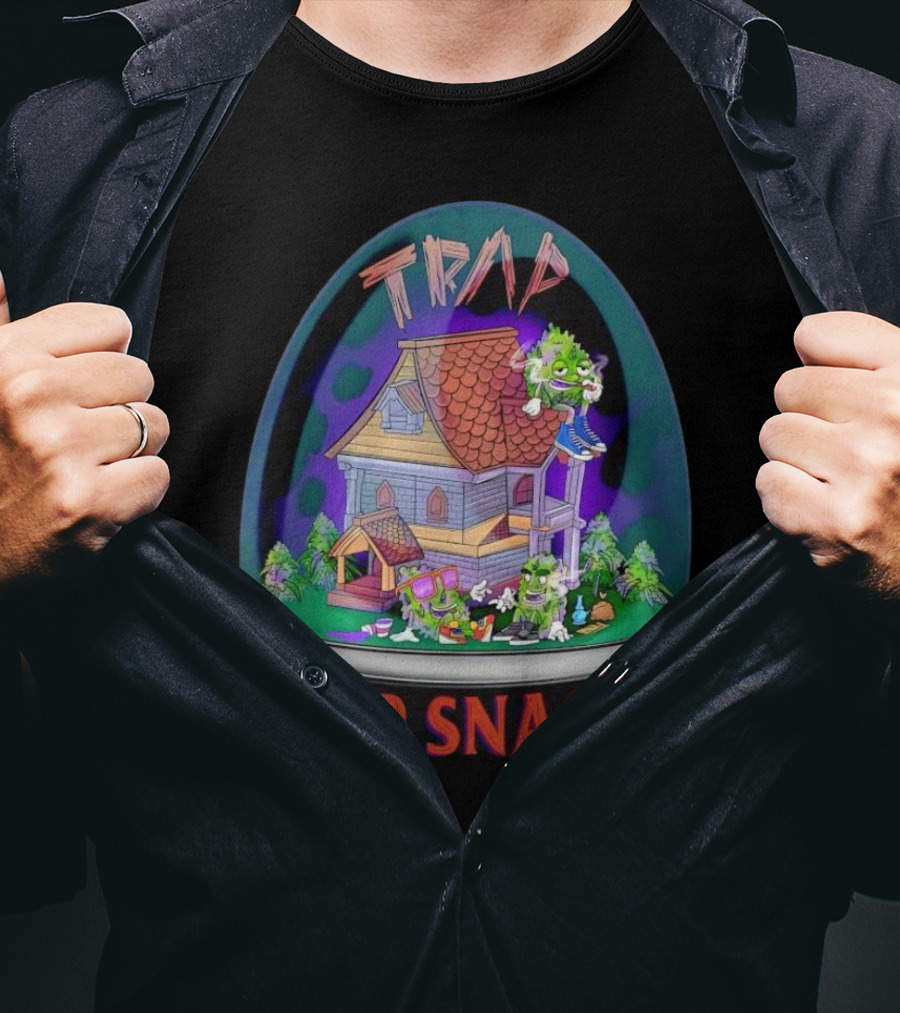 Trap Snacks Haunted House Theme Cannabis Character Dome T-Shirt