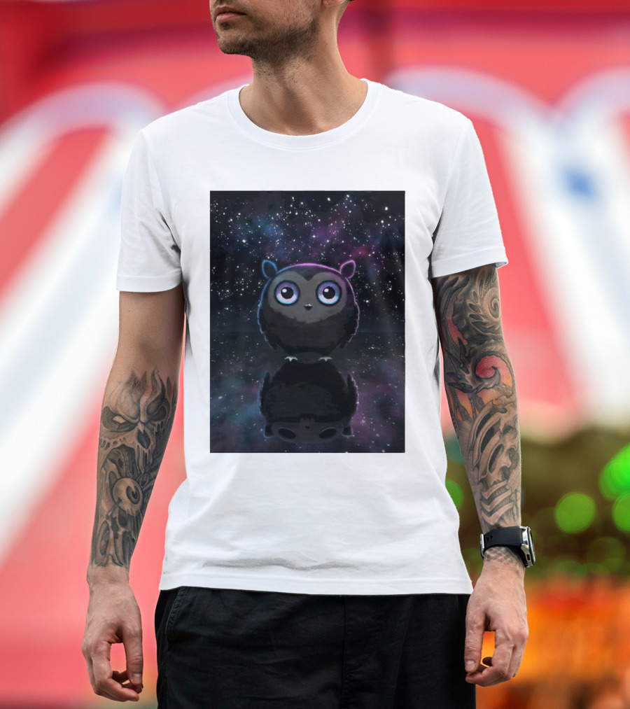 Galaxy Owl Cosmic Night Sky Twilight Reflections T-Shirt