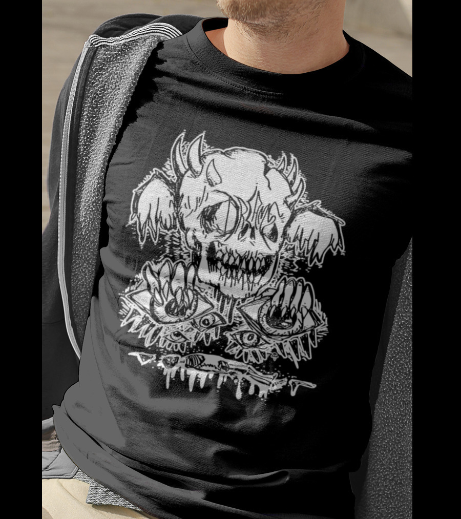 Metal Dream Skull Monstrous Demon Eyes And Teeth T-Shirt