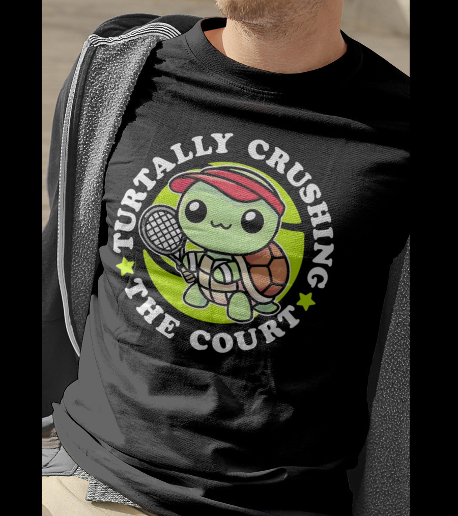 Turtally Crushing The Court Turtle Tennis T-Shirt