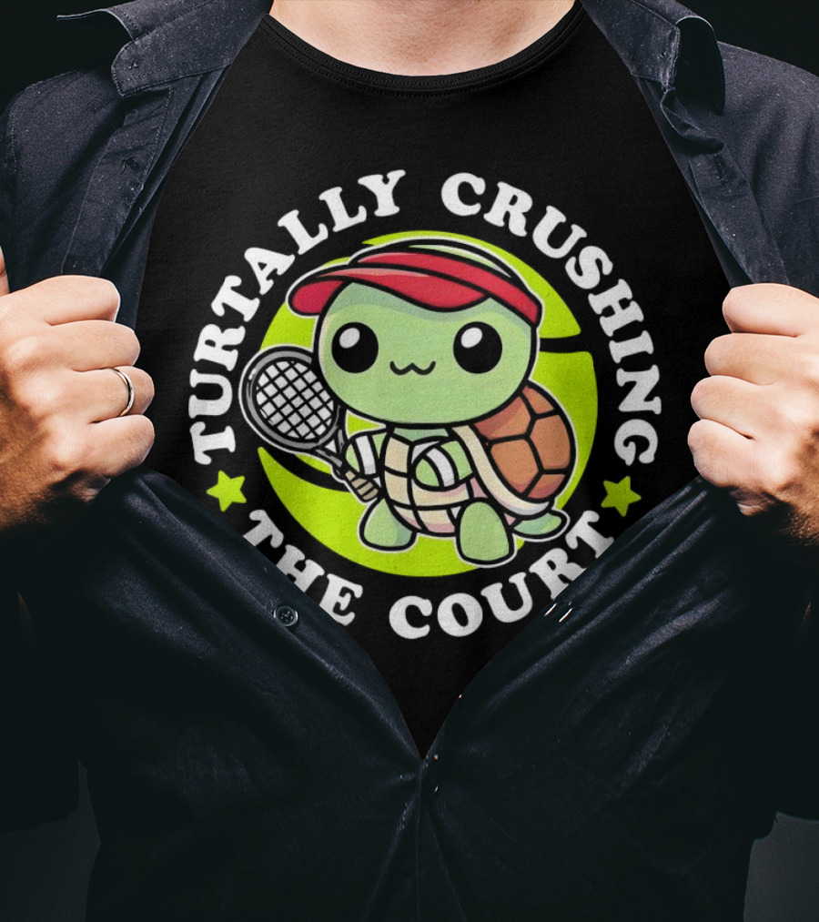 Turtally Crushing The Court Turtle Tennis T-Shirt