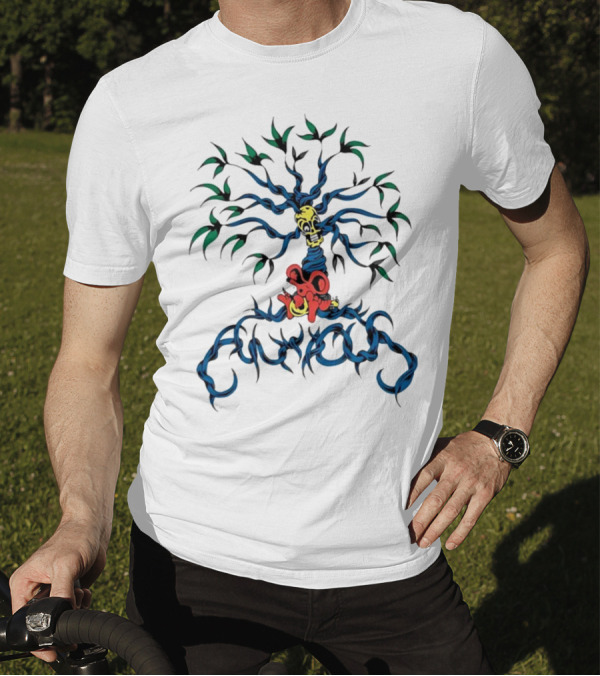 Anxious Mouse Blue Tree With Yellow Skull T-Shirt