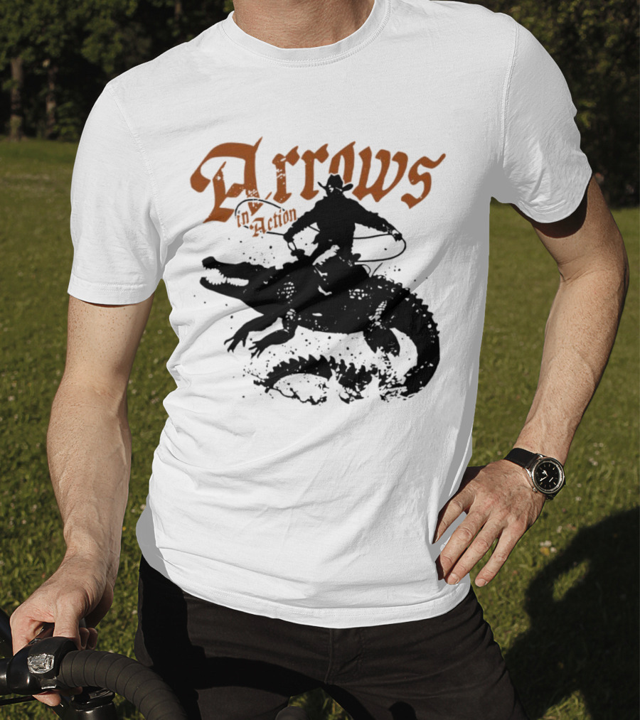 Arrows In Action Cowboy Riding Alligator T-Shirt