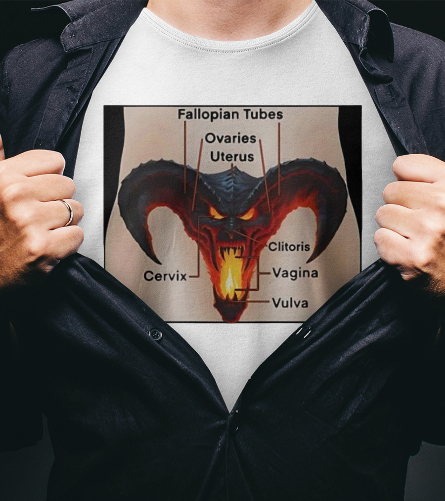 Fallopian Tubes Ovaries Uterus Cervix Clitoris Vagina Vulva Demon Anatomy T-Shirt