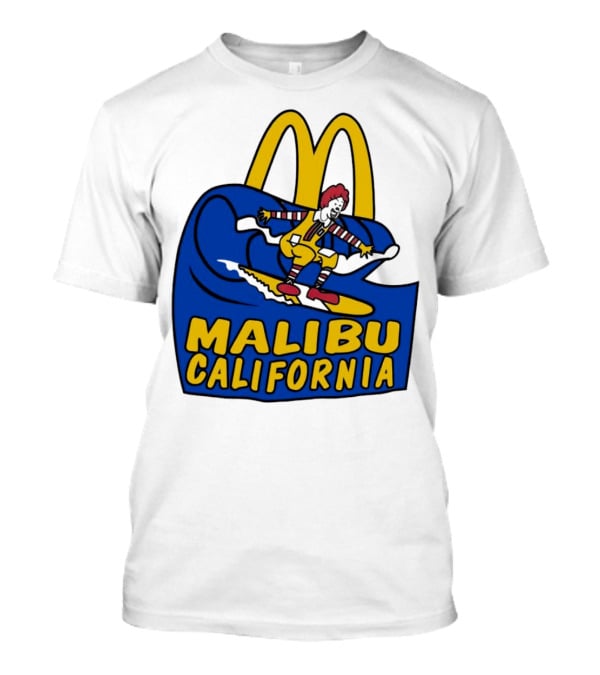 McDonald’s Clown Surfing Malibu California Waves T-Shirt