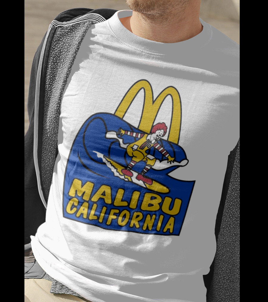 McDonald’s Clown Surfing Malibu California Waves T-Shirt