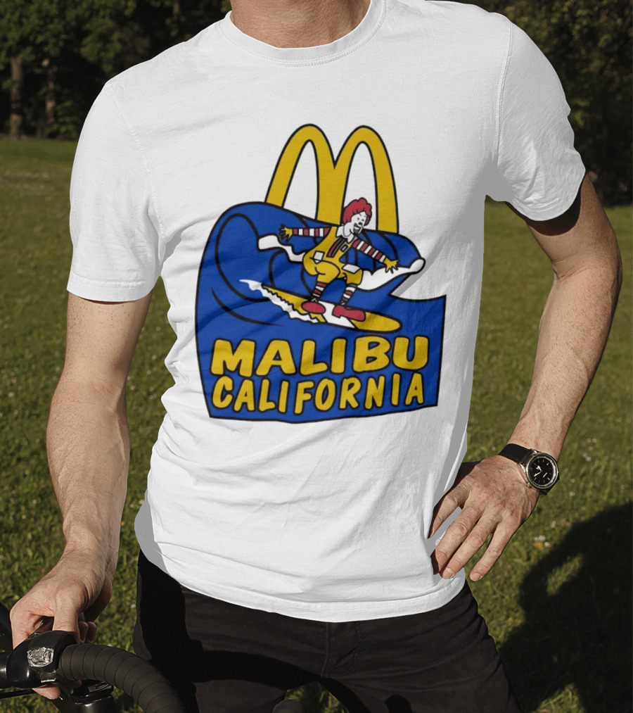 McDonald’s Clown Surfing Malibu California Waves T-Shirt