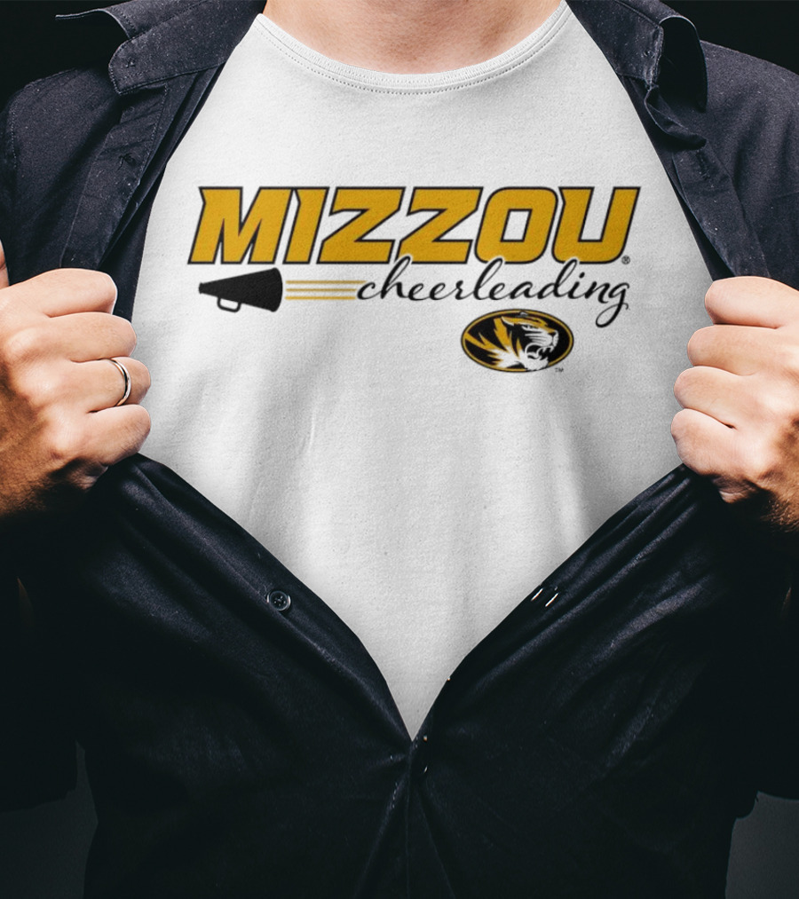Mizzou Cheerleading Megaphone Oval Tiger Head T-Shirt