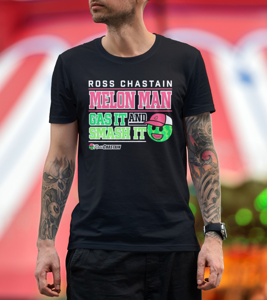 Ross Chastain Melon Man Gas It and Smash It Watermelon Face T-Shirt