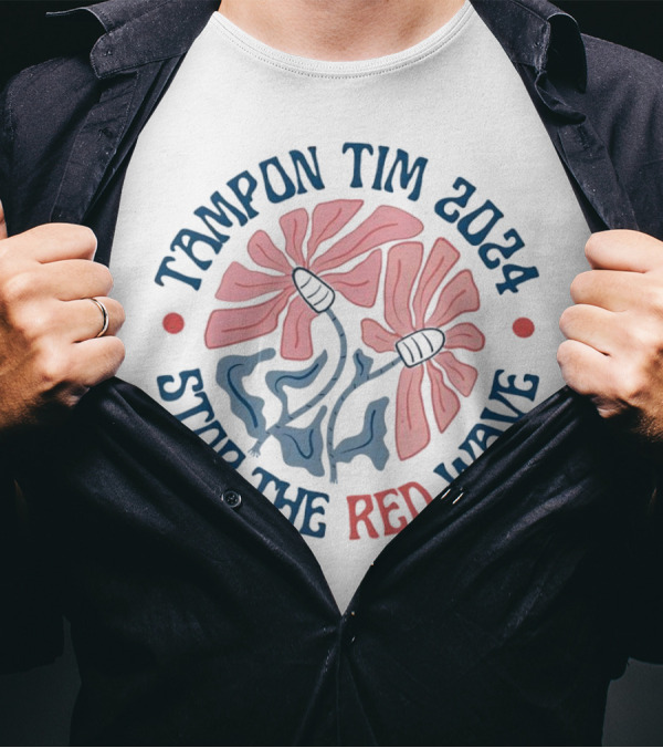 Tampon Tim 2024 Stop The Red Wave Floral T-Shirt