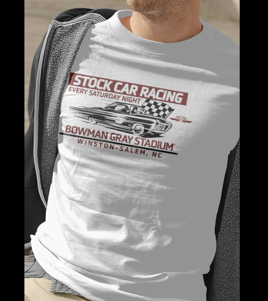 Stock Car Racing Every Saturday Night Bowman Gray Stadium Winston-Salem NC Vintage Checkered Flag T-Shirt