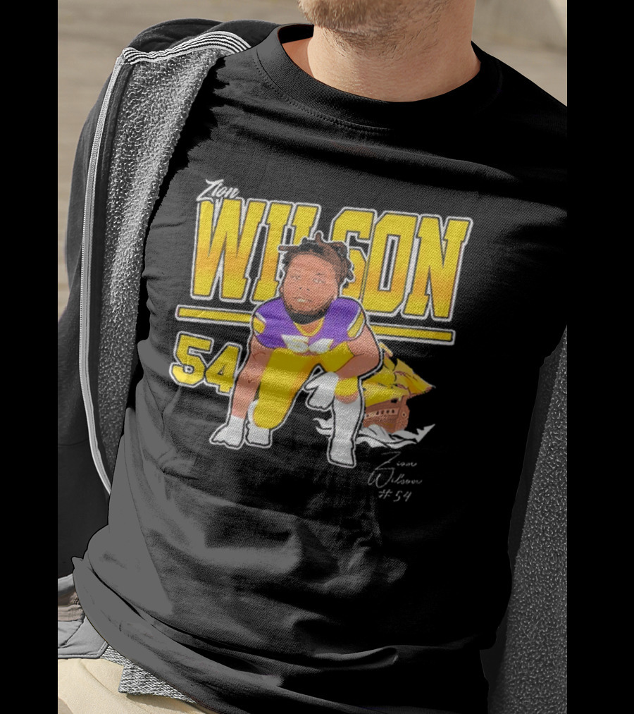 Zion Wilson 54 East Carolina Pirates Cartoon Football Player T-Shirt