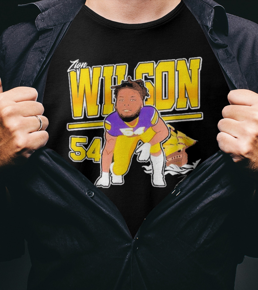 Zion Wilson 54 East Carolina Pirates Cartoon Football Player T-Shirt
