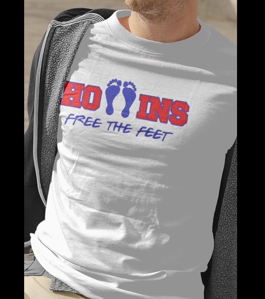 Hollins Free The Feet With Red And Blue Footprints T-Shirt