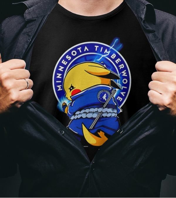 Minnesota Timberwolves Pikachu Uchiha Sasuke Crossover Lightning T-Shirt
