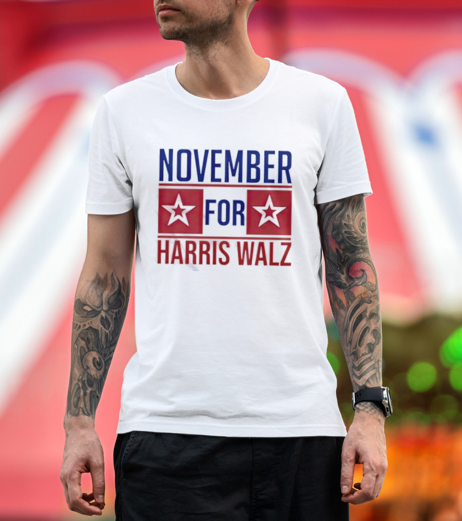 November for Harris Walz Stars T-Shirt