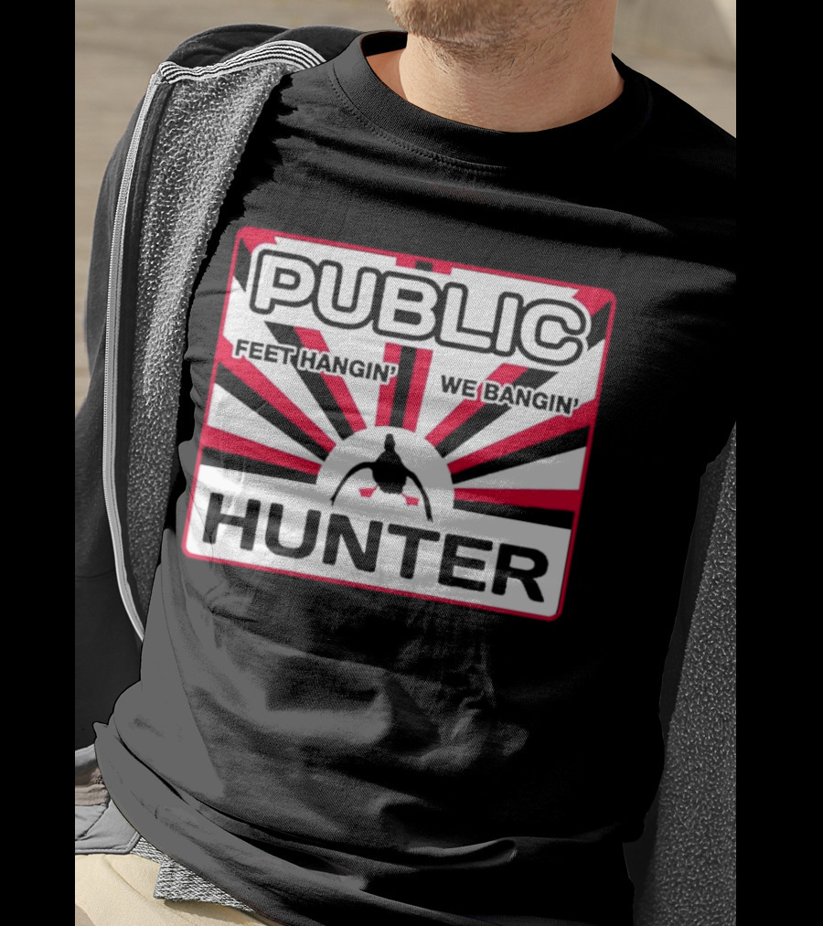 Public Hunter Feet Hangin' We Bangin' Retro Sunburst T-Shirt