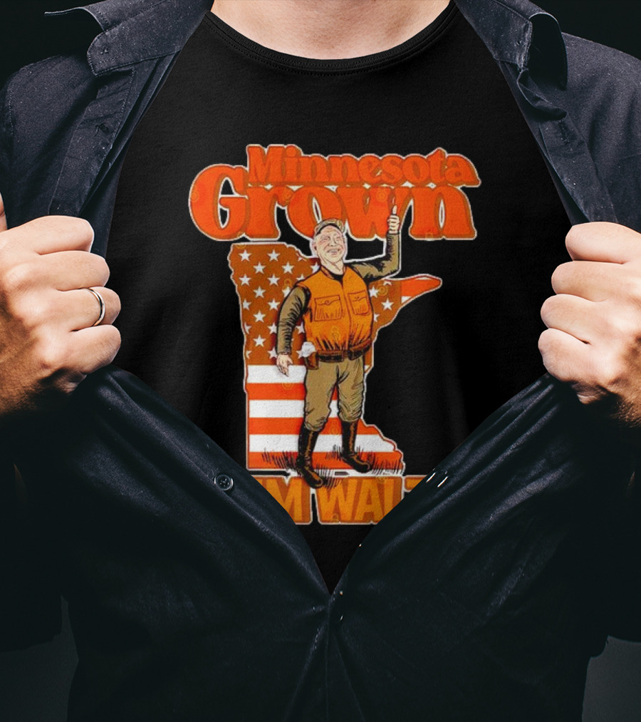 Minnesota Grown Tim Walz Thumbs Up American Flag State Outline T-Shirt