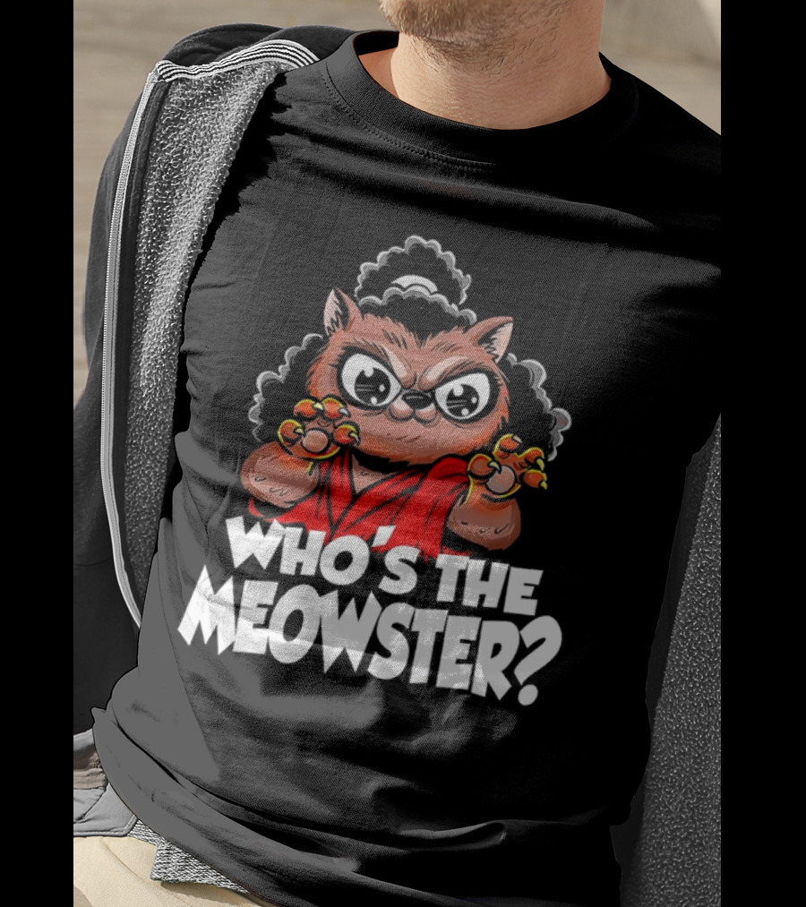 Who's The Meowster X Sho Nuff The Last Dragon Inspired Cat Character T-Shirt
