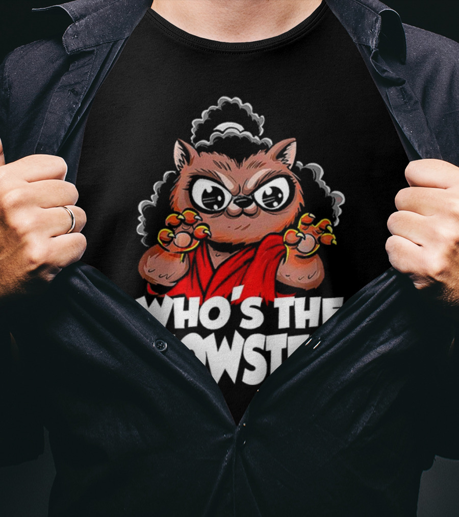 Who's The Meowster X Sho Nuff The Last Dragon Inspired Cat Character T-Shirt