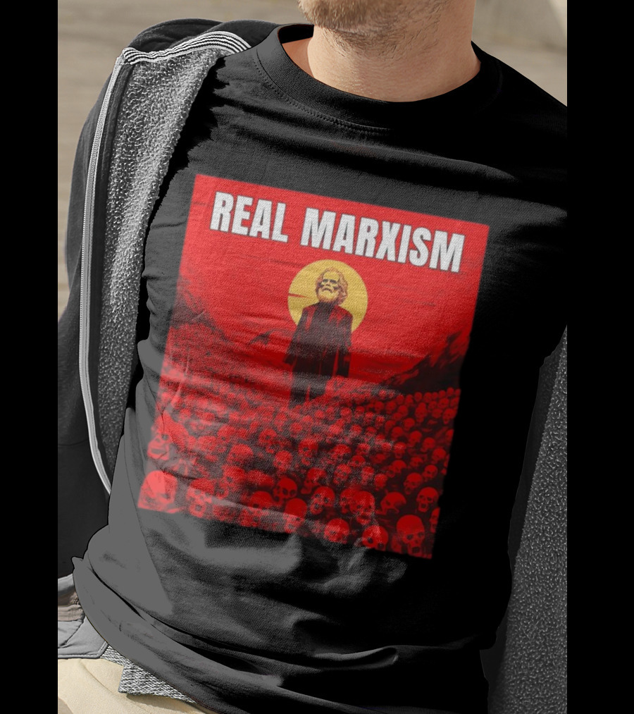 Karl Marx Real Marxism Surrounded By Skulls T-Shirt
