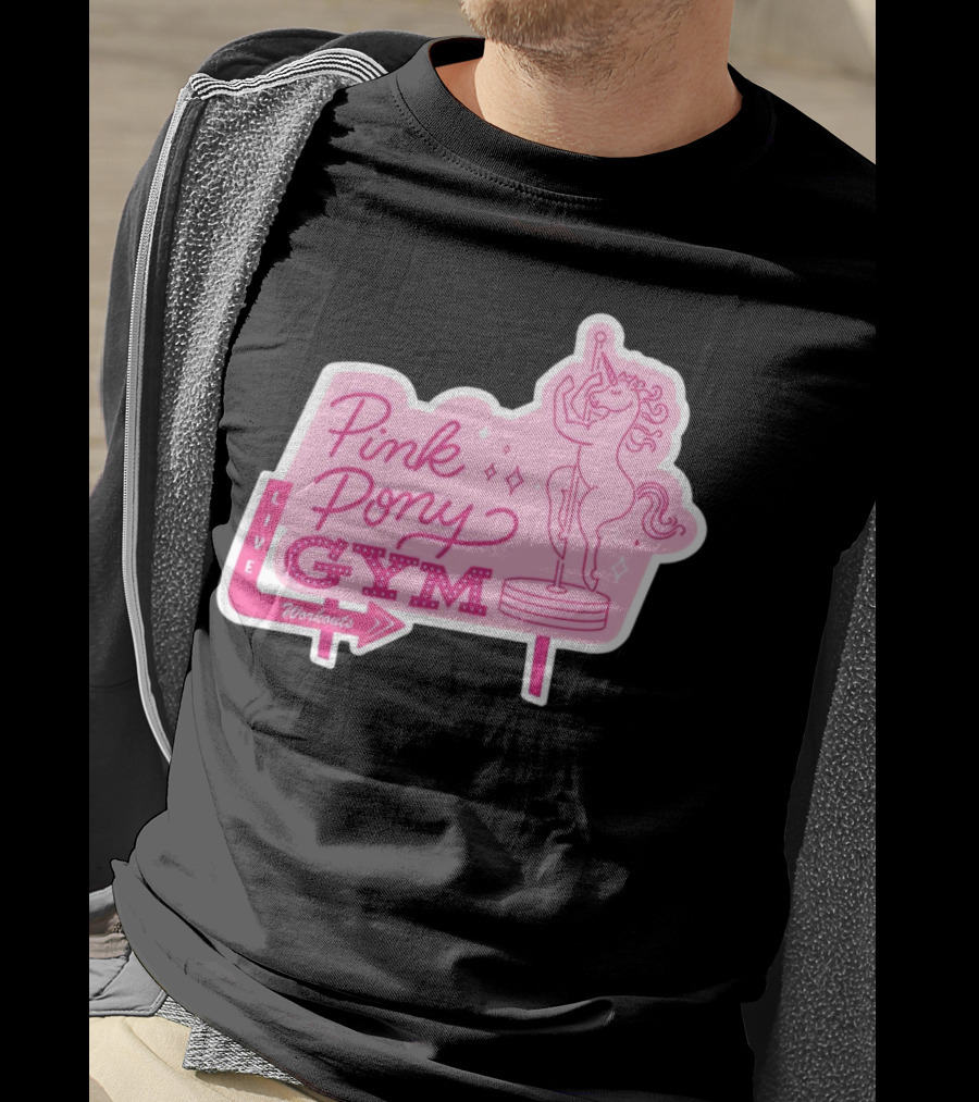 Pink Pony Gym Live Workouts Unicorn Pole Fitness T-Shirt