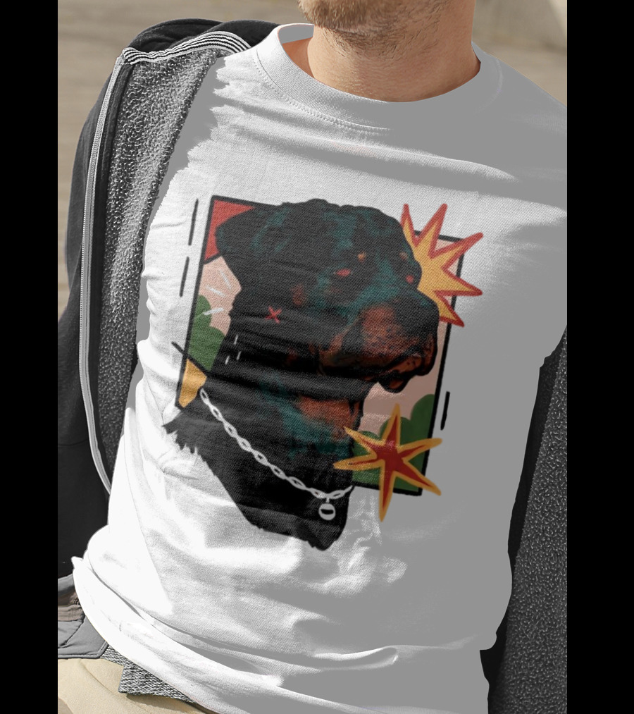 Rottweiler Pop Art Style With Starburst Elements T-Shirt