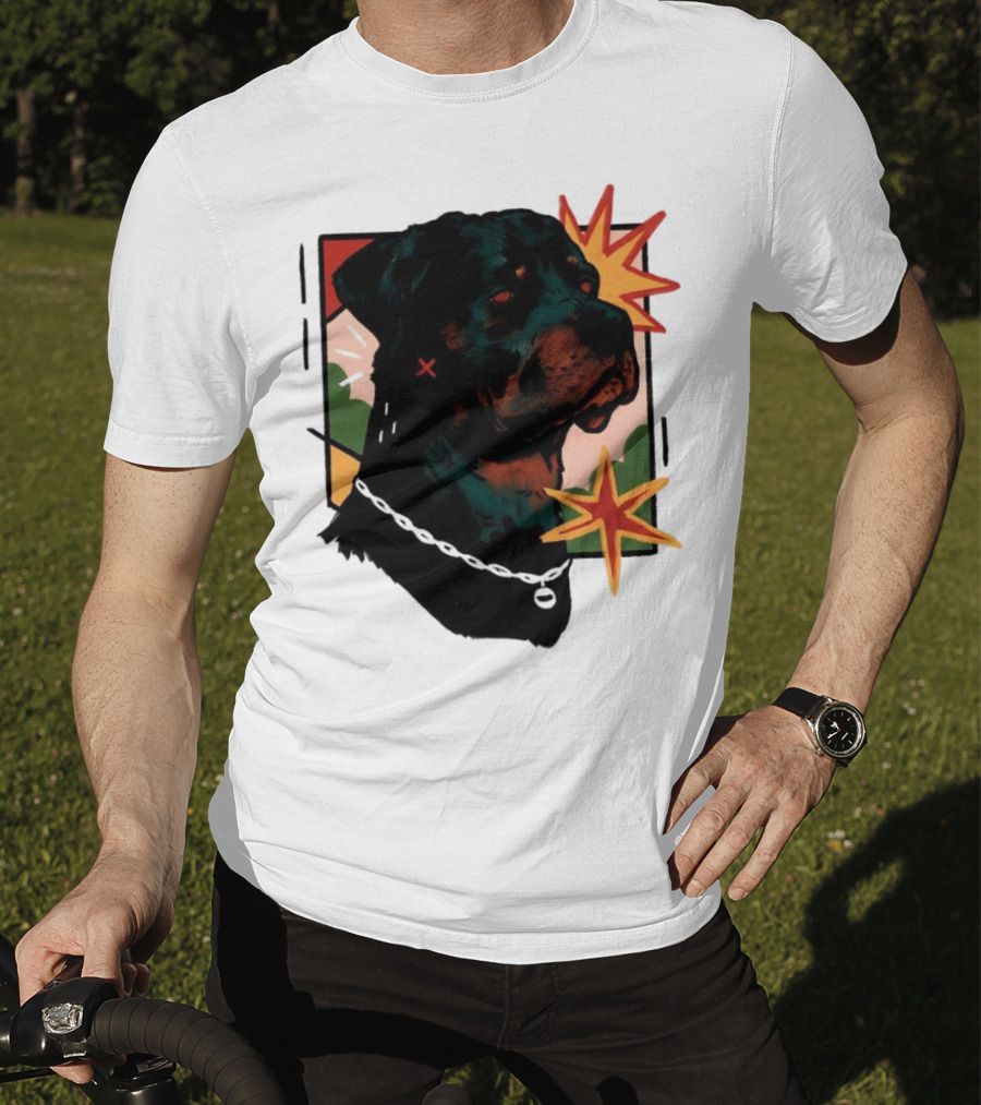 Rottweiler Pop Art Style With Starburst Elements T-Shirt