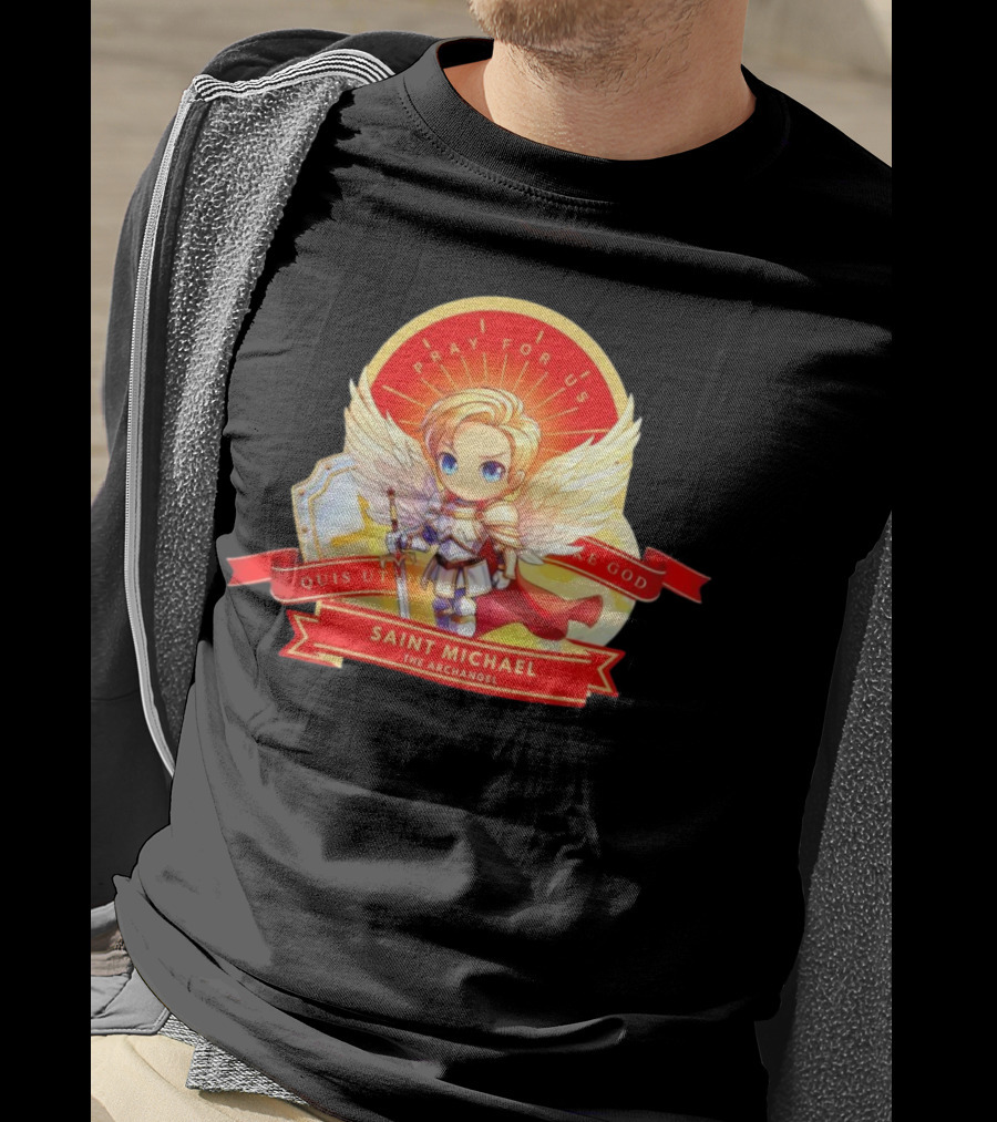 Saint Michael The Archangel Pray For Us Quis Ut Deus Cartoon T-Shirt