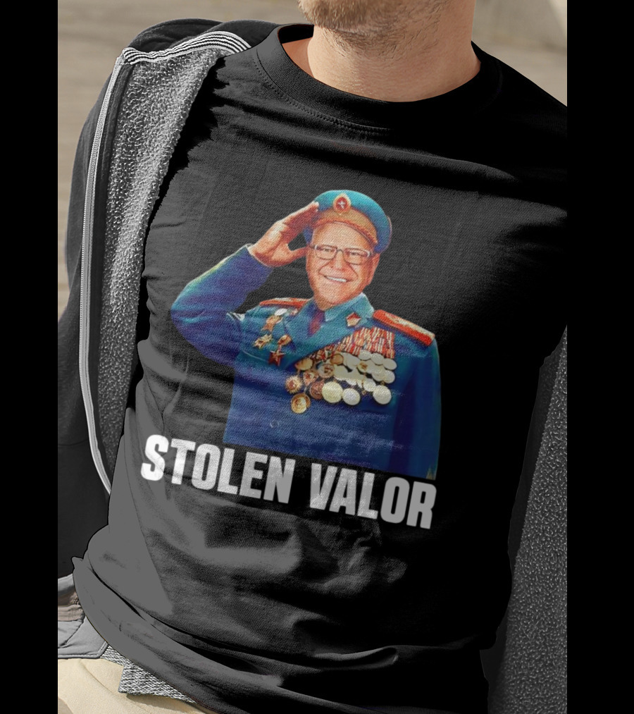 Tim Walz Stolen Valor Soviet Military Outfit Political Conservative T-Shirt