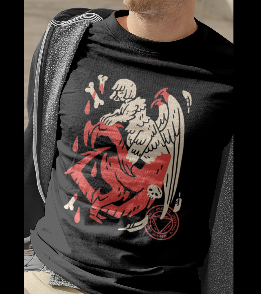 Falin Touden Dungeon Meshi Delicious In Dungeon Forbidden Magic Winged Creature With Skull And Bones T-Shirt