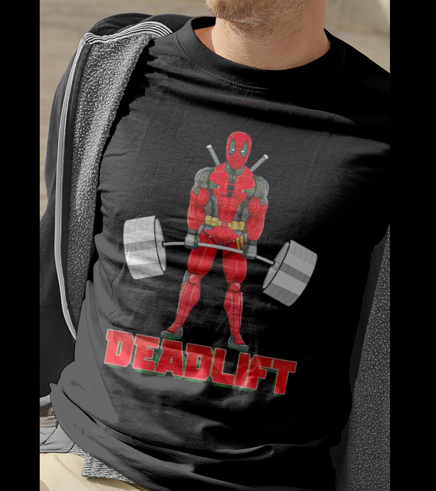 Deadpool Deadlift Gym Fitness Comic Character Strength Training T-Shirt