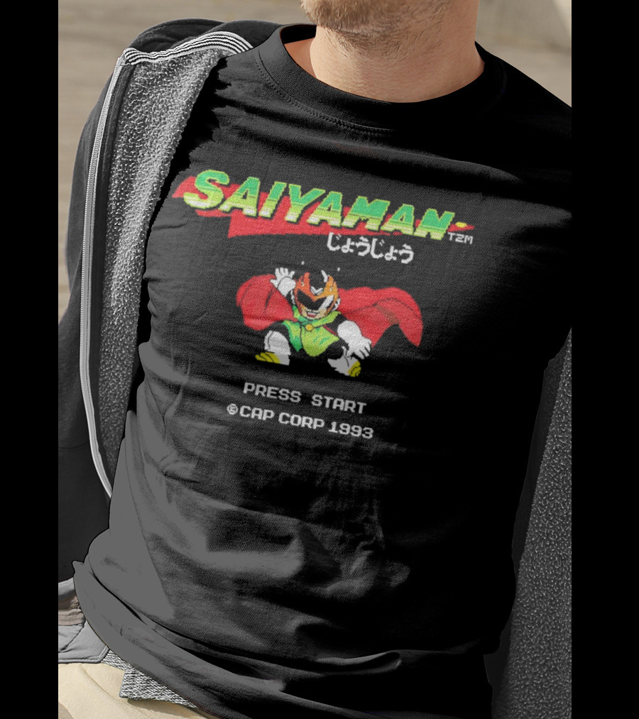SAIYAMAN Press Start ©CAP CORP 1993 Vintage Game Gohan Rocks T-Shirt